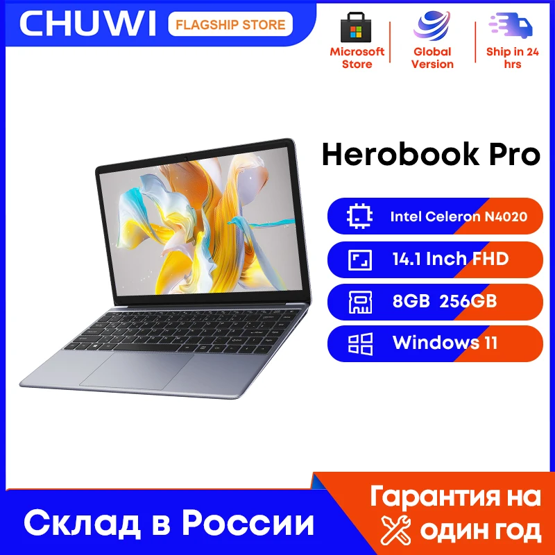CHUWI 15.6" HeroBook Plus 14.1" HeroBook Pro Laptop Intel N4020 8GB RAM 256GB SSD 1920*1080P Computer Windows 11 notebook laptop