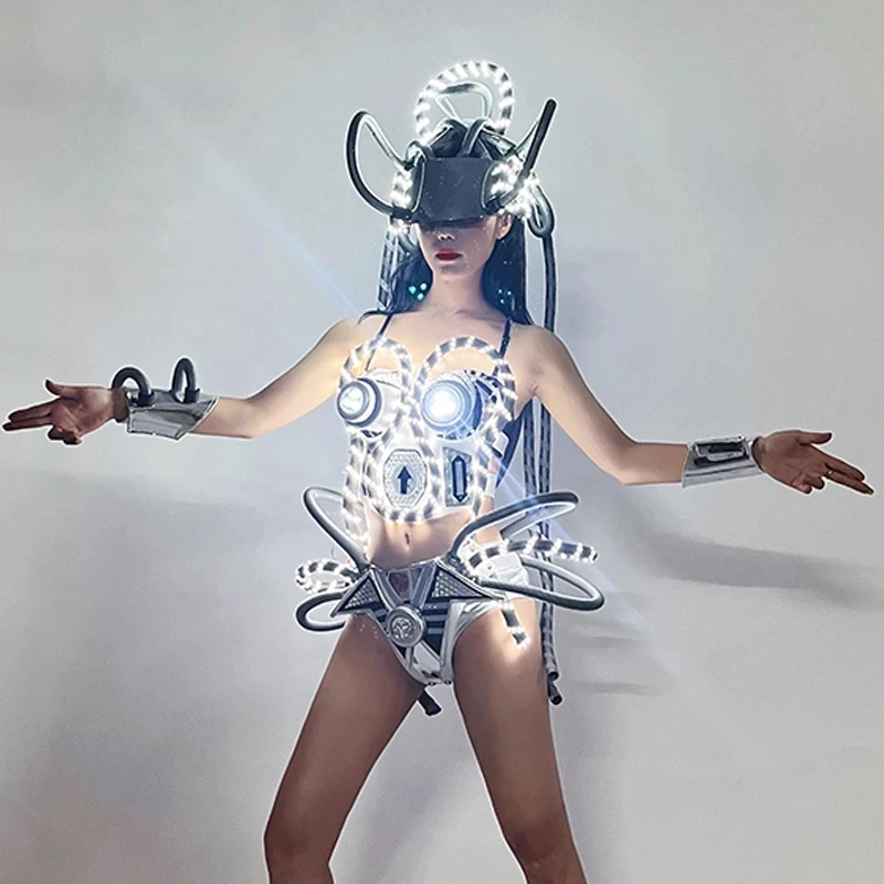 

LED Light Suit Singer Party Show Nightclub Gogo Dancer Performance Stage Costume Cosplay Future Technology LED Tops Shorts