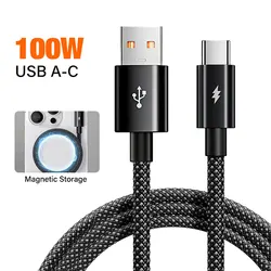 Magnetic High - Speed 100W USB Charging Cable with Dual USB - C and USB - A Connectors - 1m (100W USB A to C)