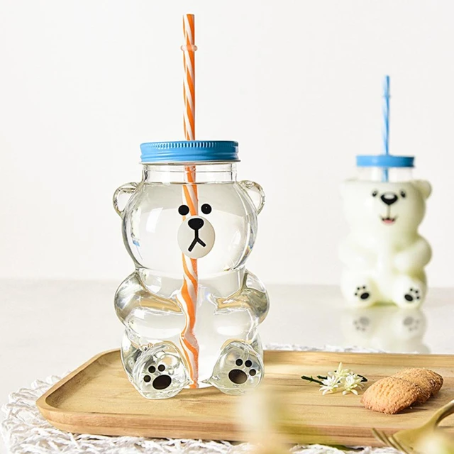 Starbucks New Bear Straw Glass Cup Water Cup Milk Cup Animal Cup