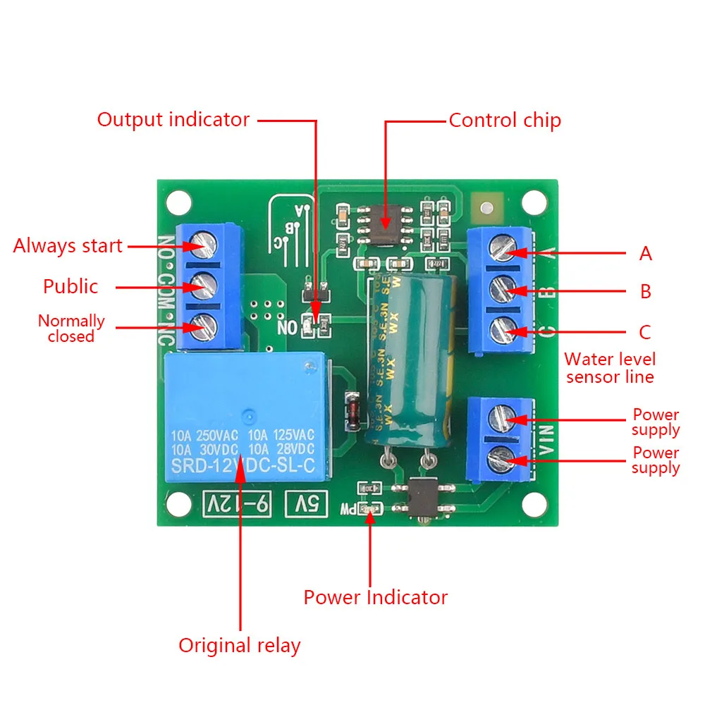 5V/12V Water Level Automatic Controller Liquid Sensor Switch Solenoid valve Motor Pump automatic control Relay Board