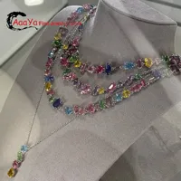 Original Necklace 2025 Fashion Charms Pink Crystal Jewelry Set for Women Candy Necklace Earrings Bracelet Party Accessories