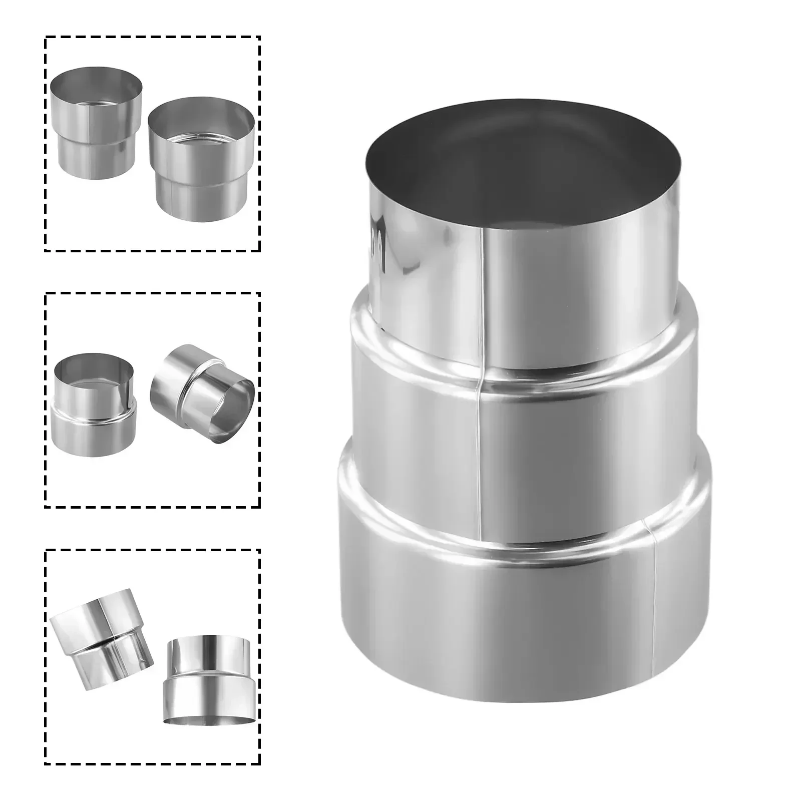 Air Hose Connector Flue Elbow Pipe 1pc Stove Pipe Extension Reduction Connector Stainless Steel Flue Pipe Reducer Tubing Connector Chimney Adaptor ConversionJoint