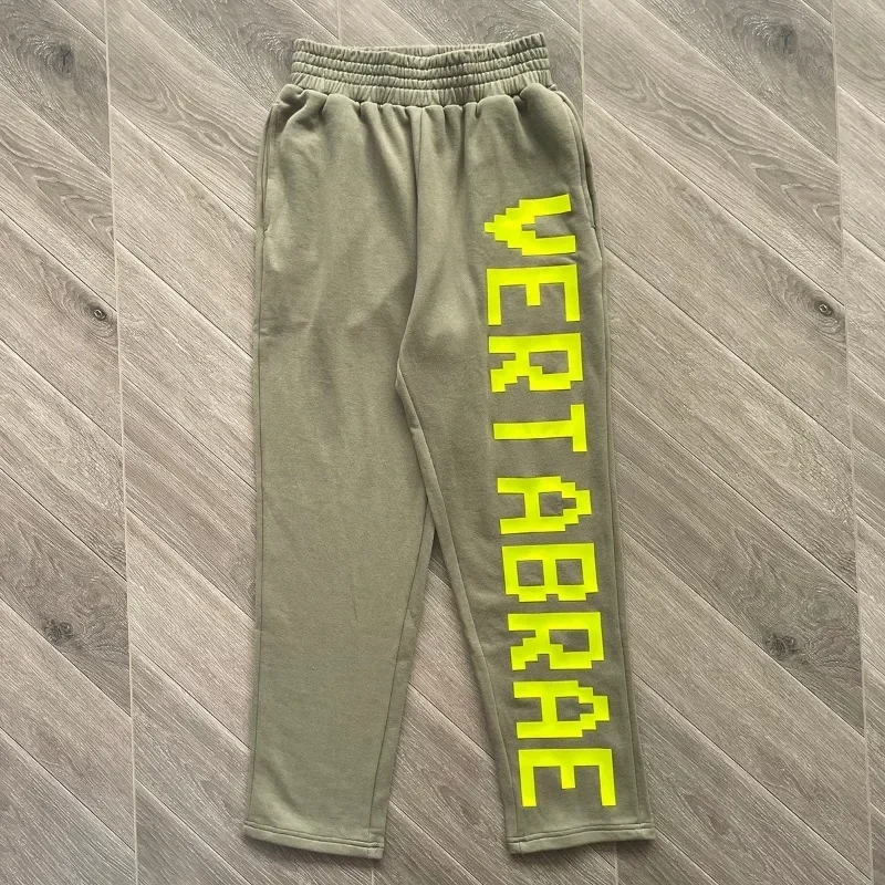 

Спортивные штаны 24ss Vertabrae для мужчин и женщин, зеленые брюки оверсайз с надписью, с завязкой, лучшее качество, 1:1