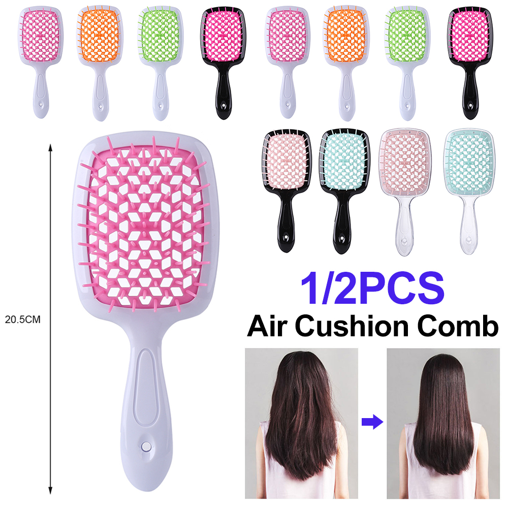 Wide Teeth Air Cushion Comb Wet Dry Hair Detangling Scalp Massage Hair Brush Hollow Home Salon Women DIY Hairdressing Tool