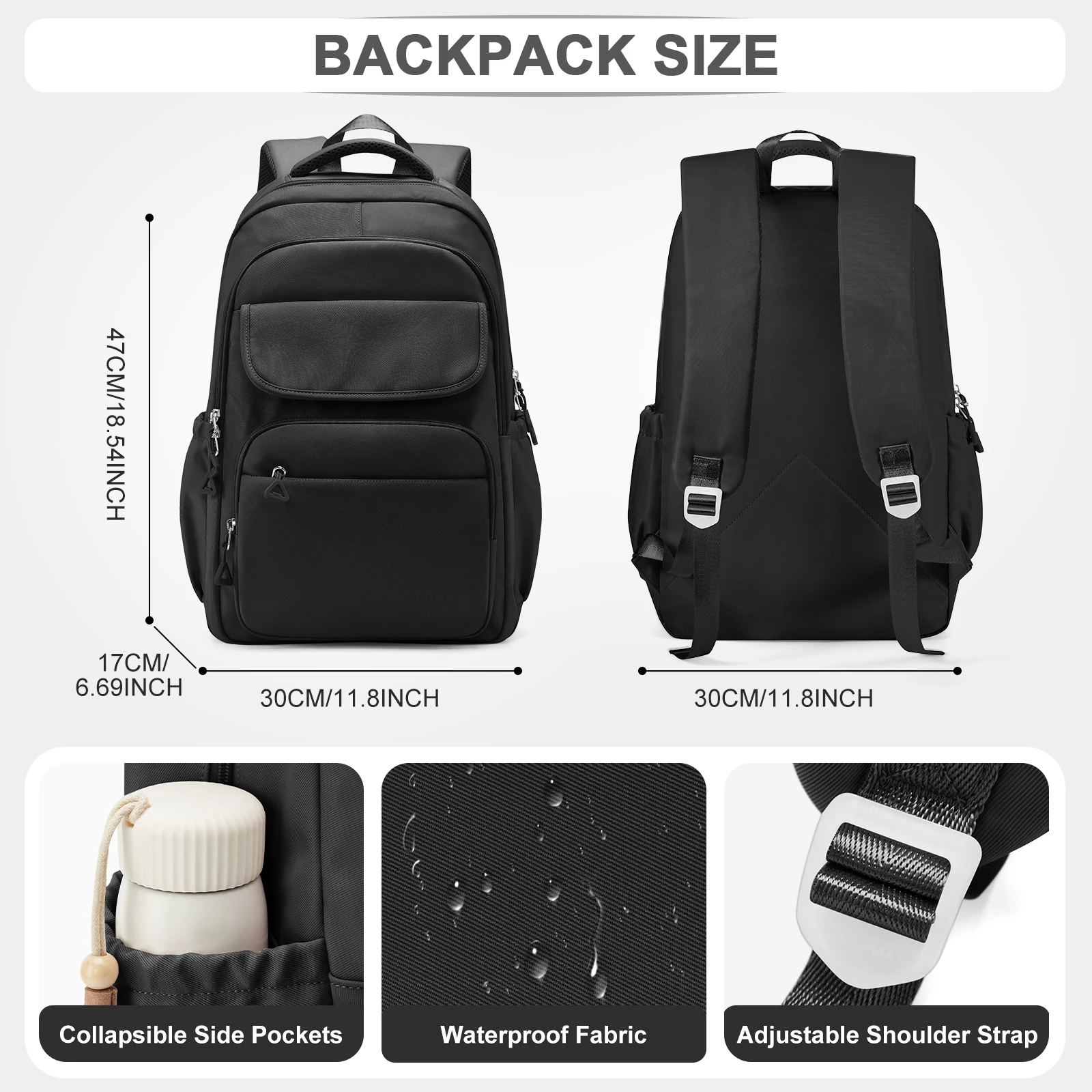 Student Campus Backpack Simple Style College Study Laptop Backpack Youth School Anti-Theft School Backpack, Multi Pocket Bookbag