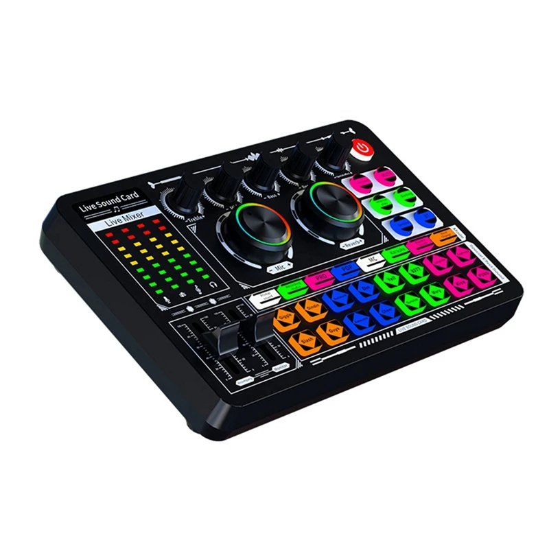 F996 English Sound Card Mixer Bluetooth Sound Card Audio Microphone Multi-Functional Practical Live Streaming Sound Card