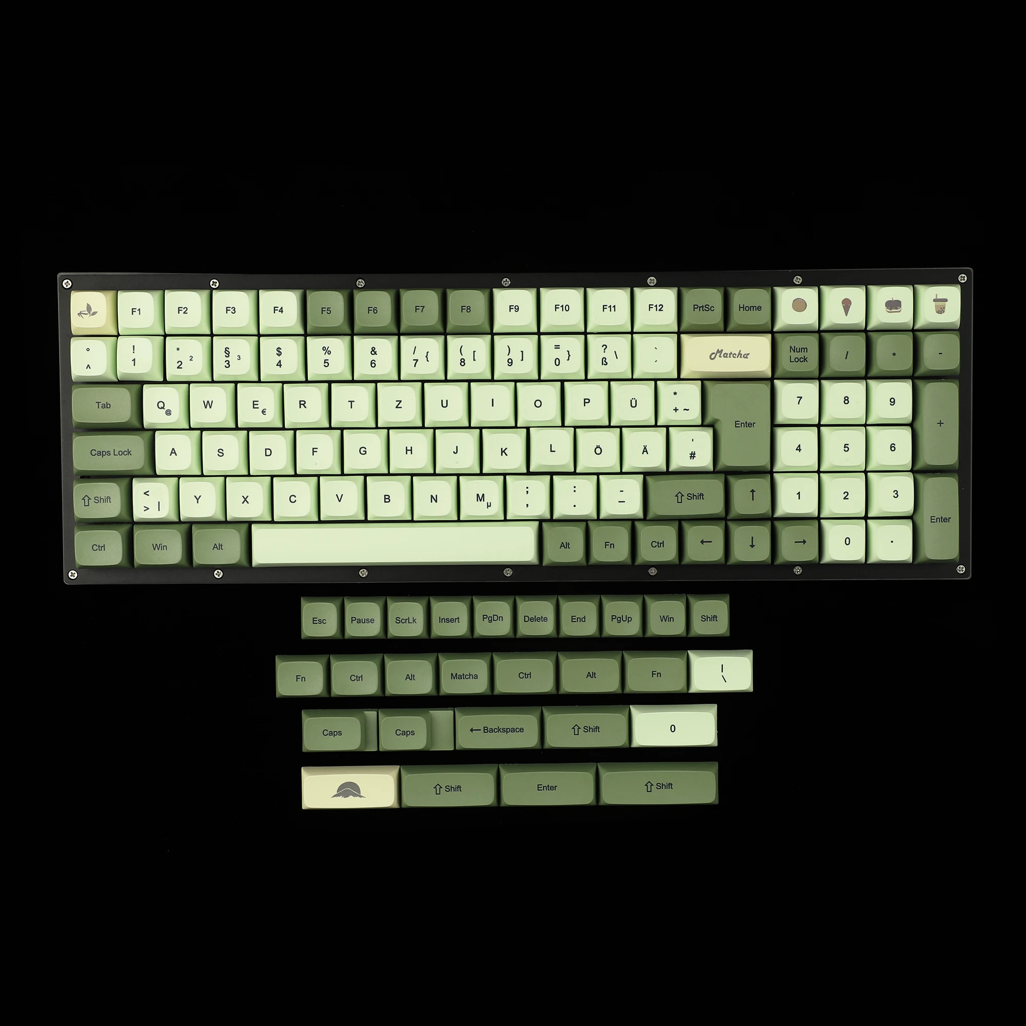 Matcha Dye Sub Zda Pbt Keycap Xda v2 Alemão Francês Espanha Iso Keycaps para mx Teclado 104 87 61 96 Kbd75 80 Gk64 68 Keychron - Imagem 3