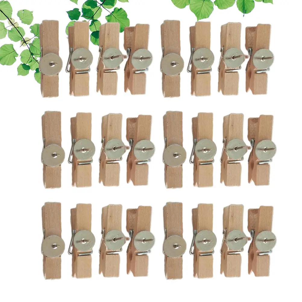 50Pcs 홈 오피스 학교 장식을위한 나무 금속 사진 클립 고정 노트 그림 사진 배경 디스플레이 간단한 미니