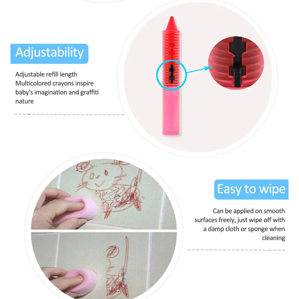 Children's Crayon Suit Non-toxic and Safe Food Color Wax Paintbrush Can Be Wiped   Bath Toys for Kids  Kids Toys 5
