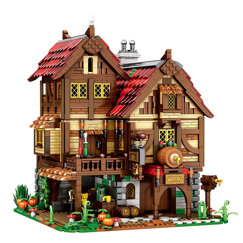 

IN STOCK MOC Creative Medieval City Tavern Building Blocks Assembling Hotel Bricks Construction Set for Boys Model DIY Toy Gift