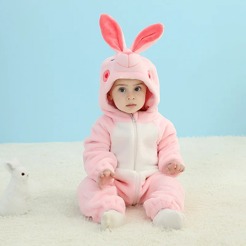 

Lovely Baby Clothes Romper Girl Baby Onesie Cartoon Rabbit Cosplay Costume Ropa Bebe Winter Flannel Infant Soft Warm Outfit Gift