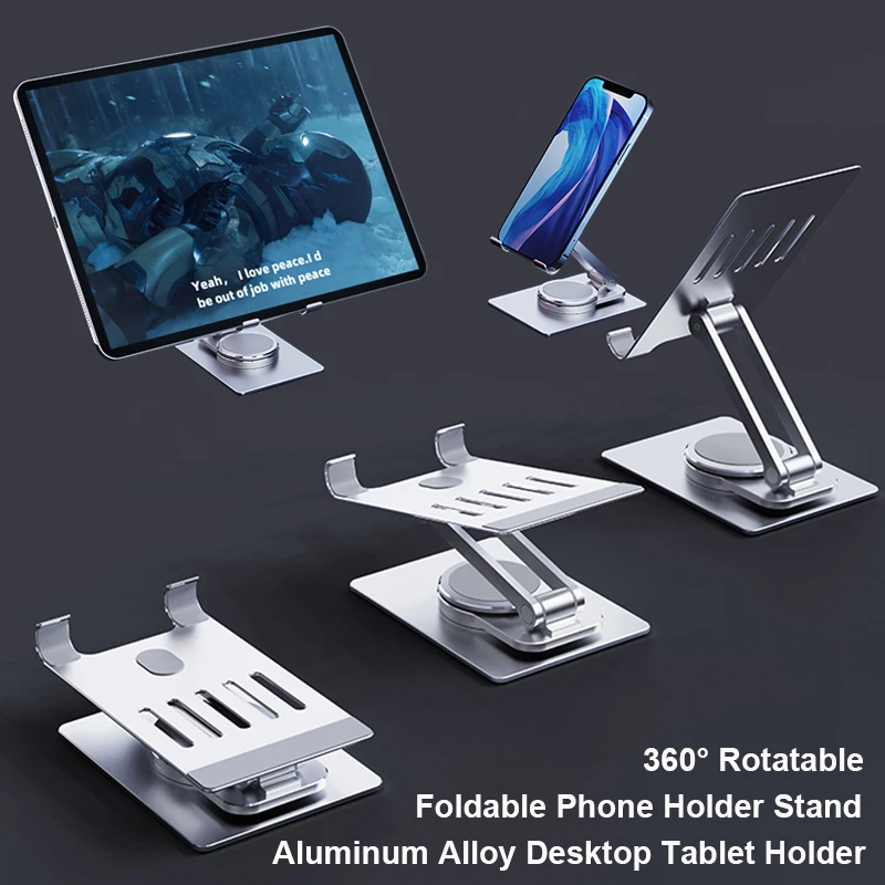 Foldable Aluminum Alloy Desktop Holder For Samsung Z Fold 5 4 3 For iphone 14 13 12 For ipad Tablet Phone Stand 360° Rotatable