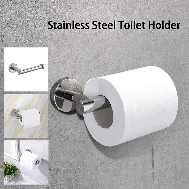 Toilet Paper Holder Stainless Steel Screw Wall Mounted Paper Towel Holder Hanging Hooks Kitchen Washroom Bathroom Hardware Set paper towel holder toilet paper holder toilet roll holder
