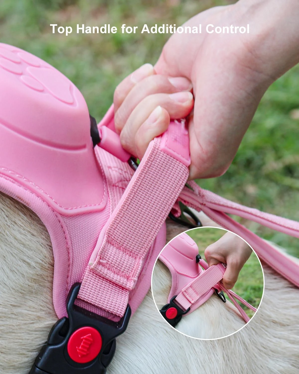 Pet Harness Set ATUBAN Dog Harness Medium Dogs No-Pull Built-in Retractable Leash Heavy Duty Front Clip