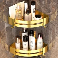 Bath Corner Shelf Non-punching Triangular Wall Toilet Rack Shampoo Shower Bedroom Organizer for Bathroom Storage Accessories 2