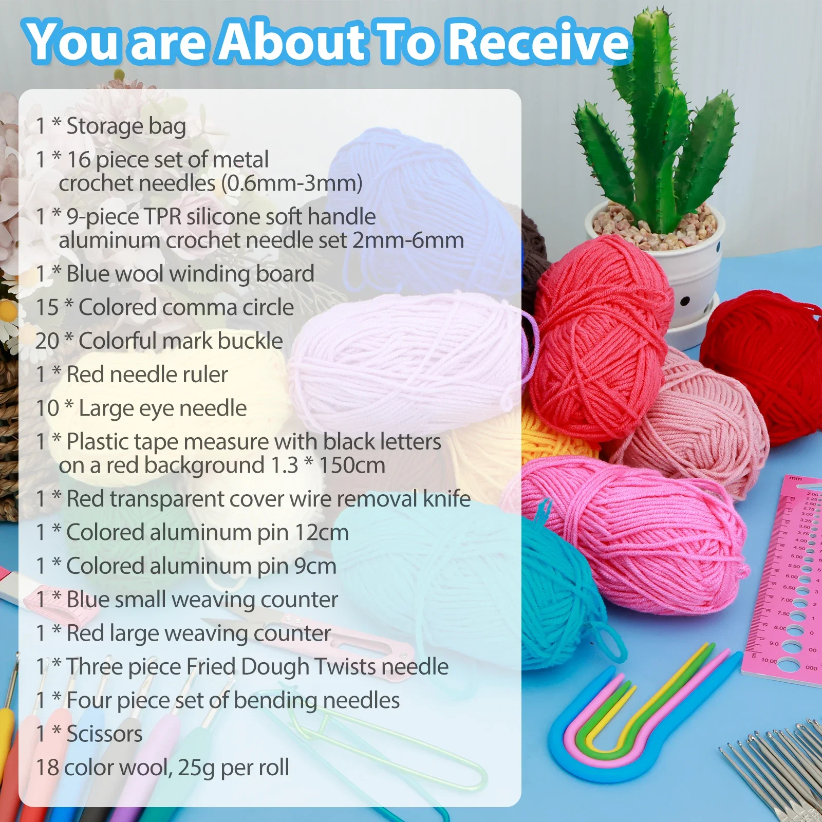 Crochet Kit for Beginners, 105PCS Crochet Starter Kit with 18 Colors  Crochet Yarn, Double-Layer Crochet Set Beginner Crochet Kit for  Kids/Adults, Professional Storage Bag 