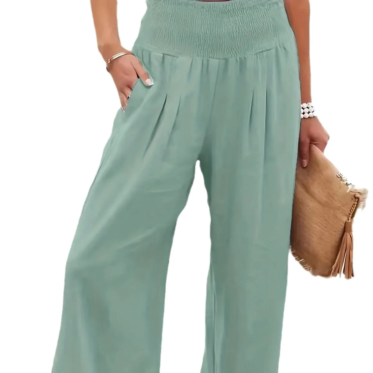 2024 New Spring Women's Casual Pants Casual Style Cotton and Linen Comfortable Mid-waist Pants Women