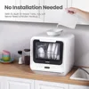 Portable Dishwasher Countertop with 5L Built-in Water Tank, No Hookup Needed, 6 Programs, 360° Dual Spray, 192℉ 2