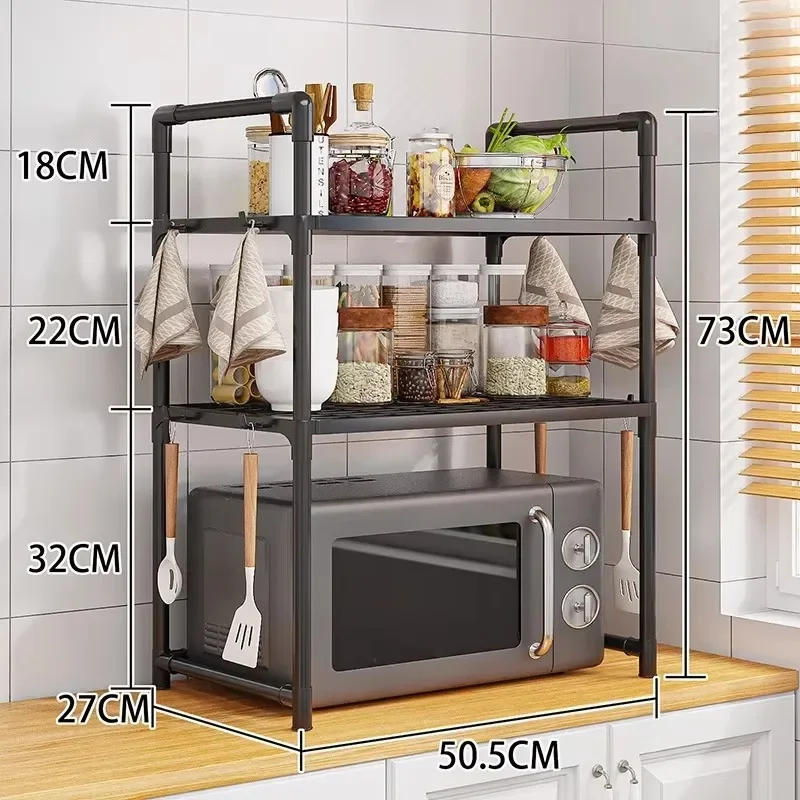 2/3-Layer Kitchen Microwave Racks Simple Standing Storage Shelf for Countertop Seasoning Oven Shelf Kitchen Organizing
