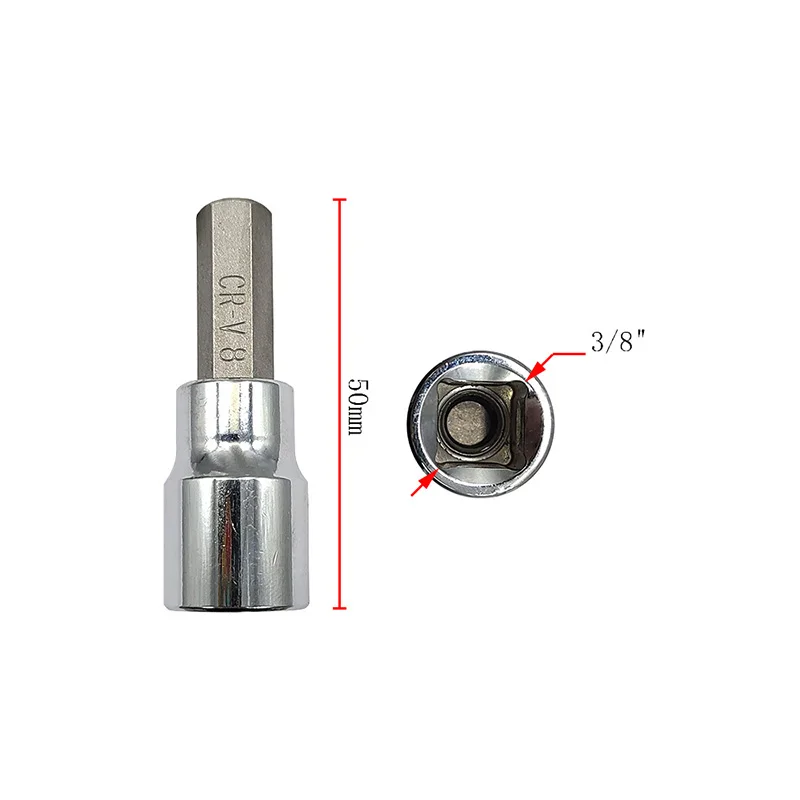 3/8 Inch Hex Bit Socket Set Sturdy Allen Key Sockets Professional 3/8inch Drive Drill Metric Tools Kit Durable Impact Socket Set 6