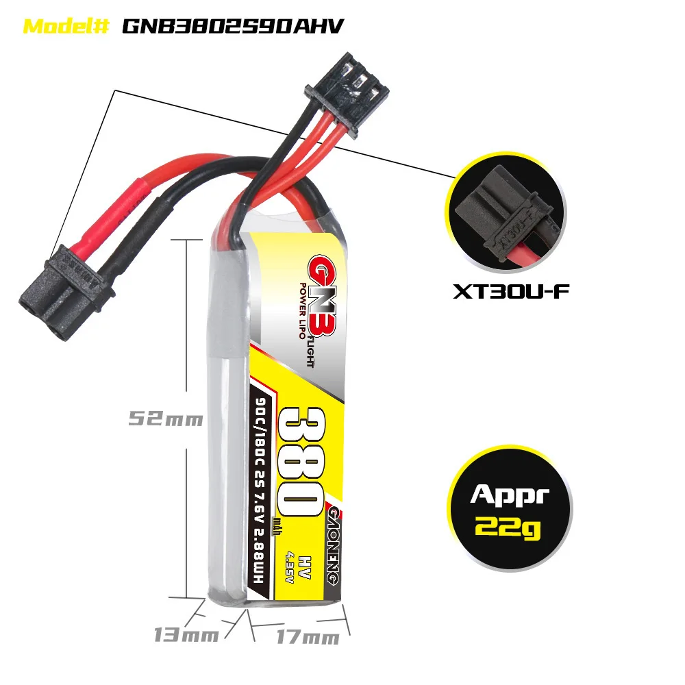 Original GNB 7.6v 380mAh 90c/180c Lipo Battery For Beta75X RC Helicopter Quadcopter FPV Racing Drone Spare Parts HV 2s Battery 6