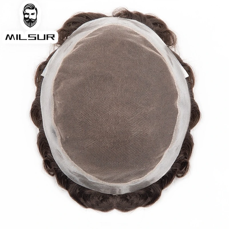 Milsur Australia Toupee Men Lace and PU Base Wig For Men Indian Hair Replacement System Unit For