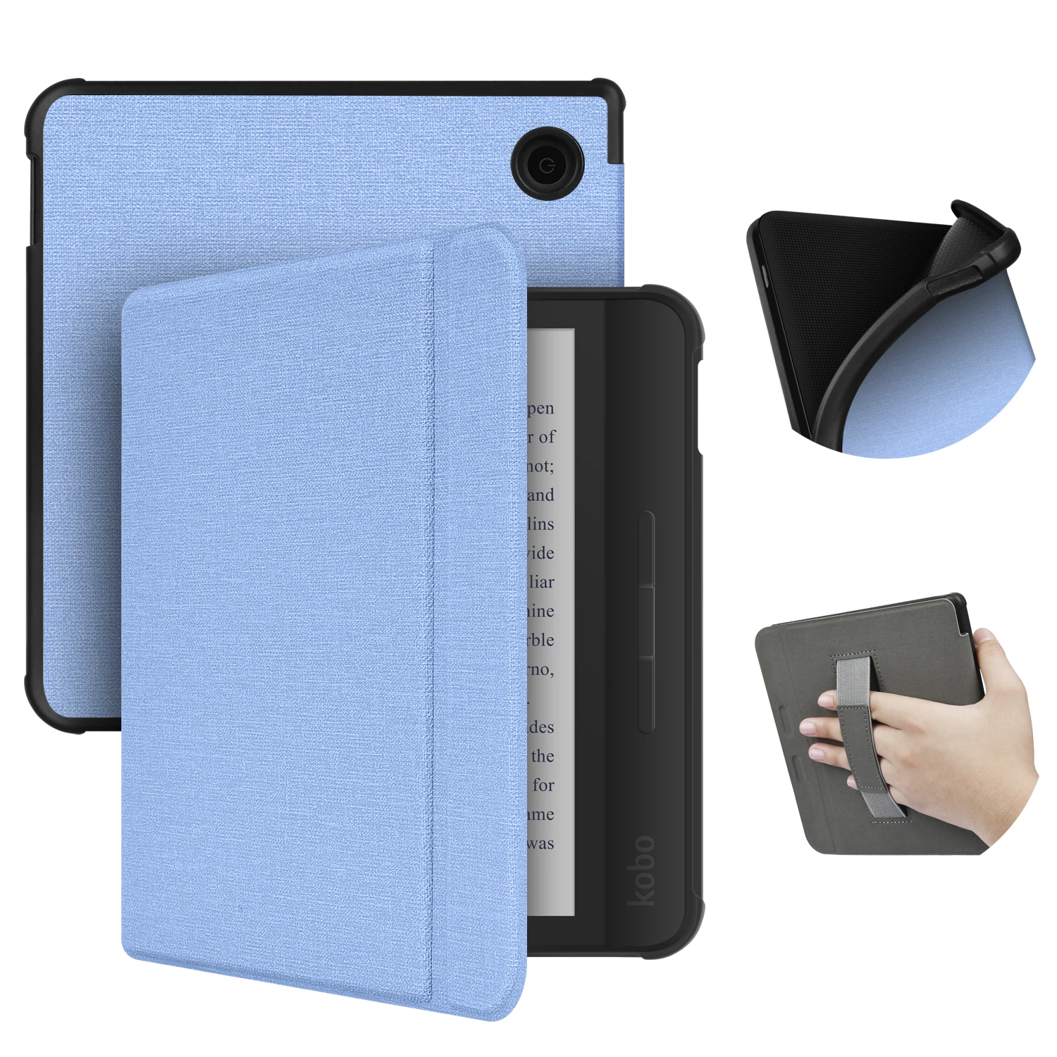 Kobo Libra Protective Case with Hand Strap and Sleep/Wake Feature - 7 Inch Ebook Cover