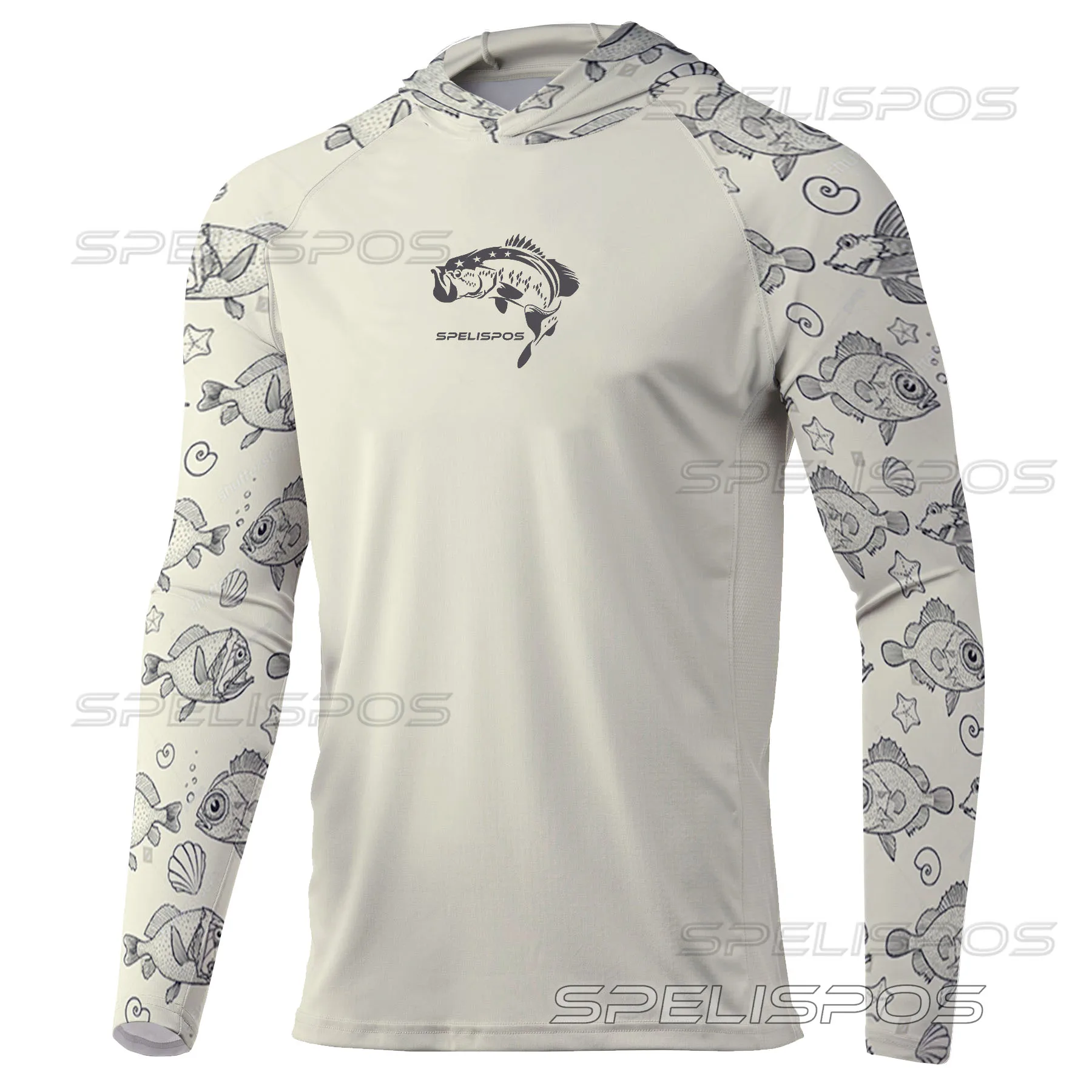 Spelispo-Sudadera con capucha para hombre, camisa de pesca de manga larga, transpirable, protección solar, ropa ligera para exteriores, UPF 50 +, sudadera para correr