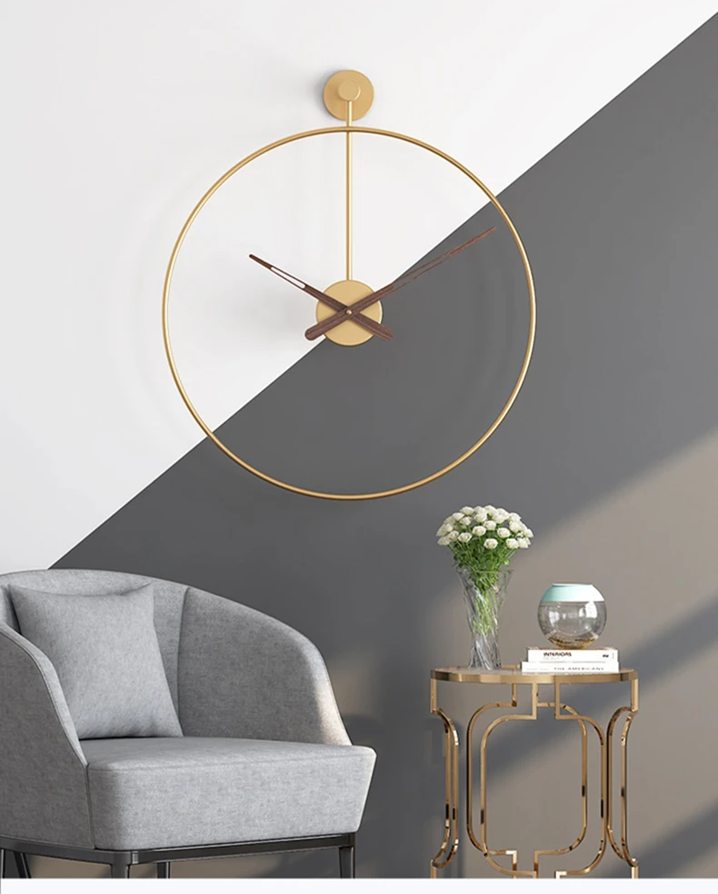 Description Picture 4 of itemNordic Large Wall Clock Modern Round Metal Silent Wall Decor Watch Indoor Kitchen Living Room Home Office Decoration Wall Clocks