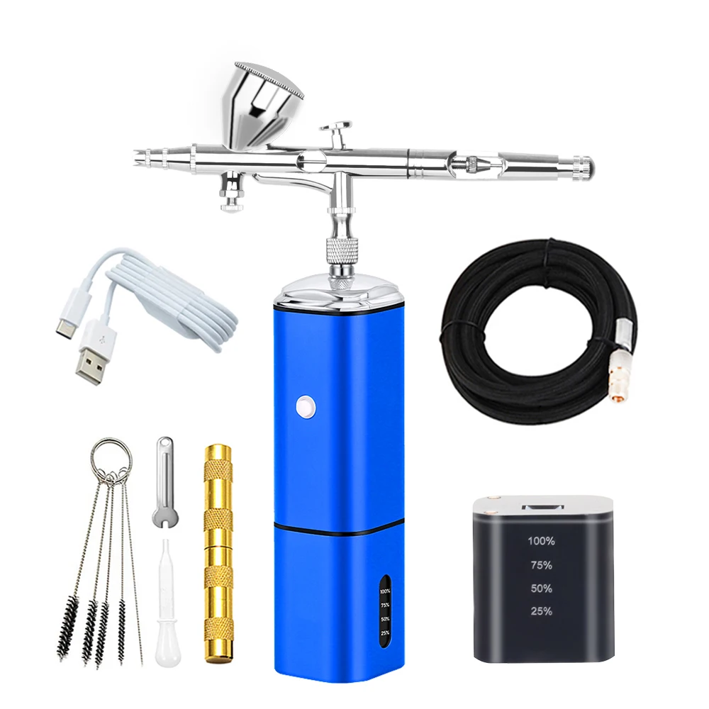 

Mini Airbrush Compressor Set Rechargeable Type C Professional Scale Models Mineral Art Design Home Diy Graffiti Graphic