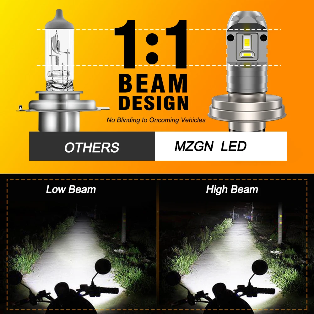 R2 P45T LED Headlight Bulb DC 12V Super Bright High Low Beam Motorcycle Headlight Motorcycle Led Lights Led Motorcycle Lights Led Lights Motorcycle Driving Lights Non-polarity