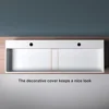 Modern Wall Mount Bathroom Sink Matte White Stone Resin Floating Vanity Sink 47" Double Bowl Trough Sink 5