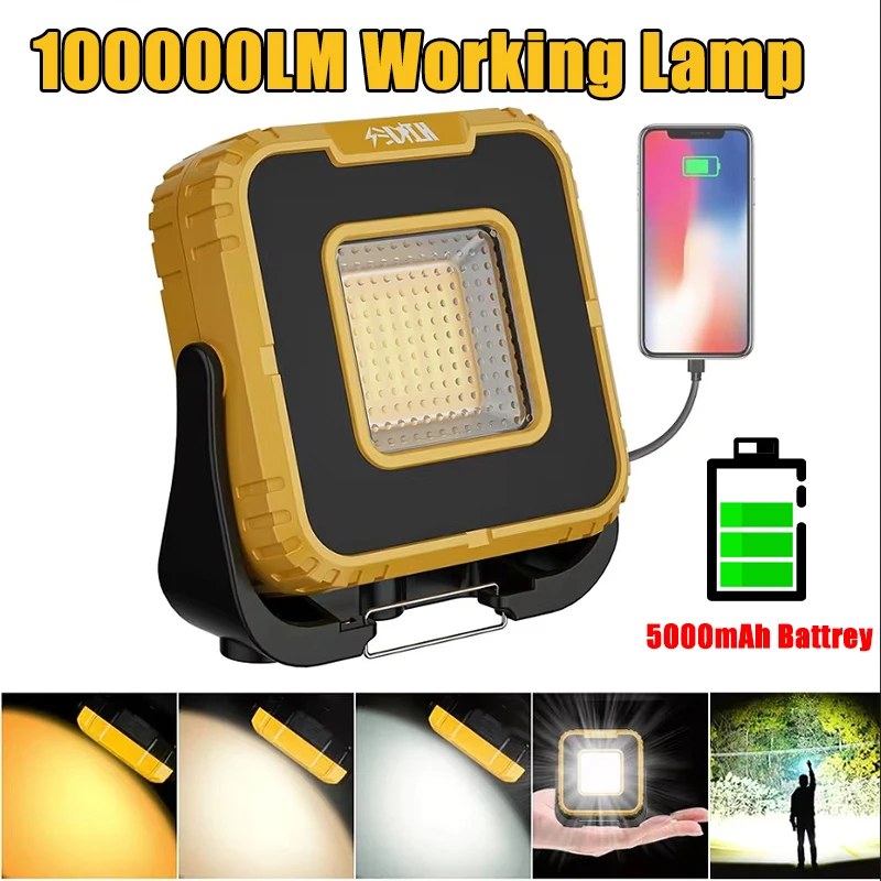 Powerful LED Work Light 10000LM Rechargeable Magnetic Work Light Power Bank Outdoor Waterproof Mulitifunctional Camping