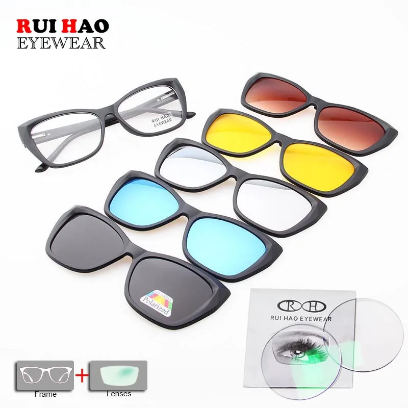 

Cat Eye Glasses Frame Customize Prescription Lenses With 5 PCS Sunglasses Clip Women Eyeglasses Frame Fill Recipe Lenses TR2349