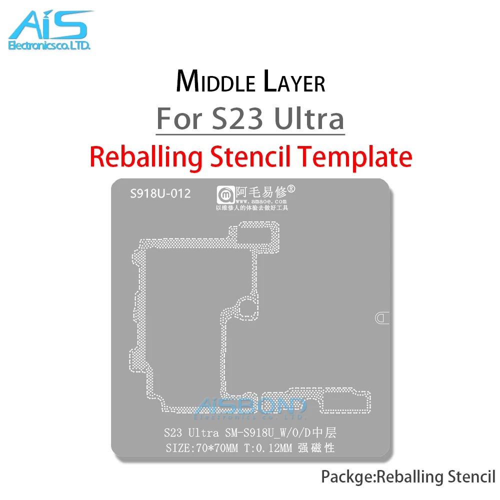 Modello Di Stencil Reballing A Strato Medio Amaoe Sm-S918U Per Samsung S23Ultra S23 Ultra S918W S9180 S918D Rete Per Piantare Stagno A Saldare