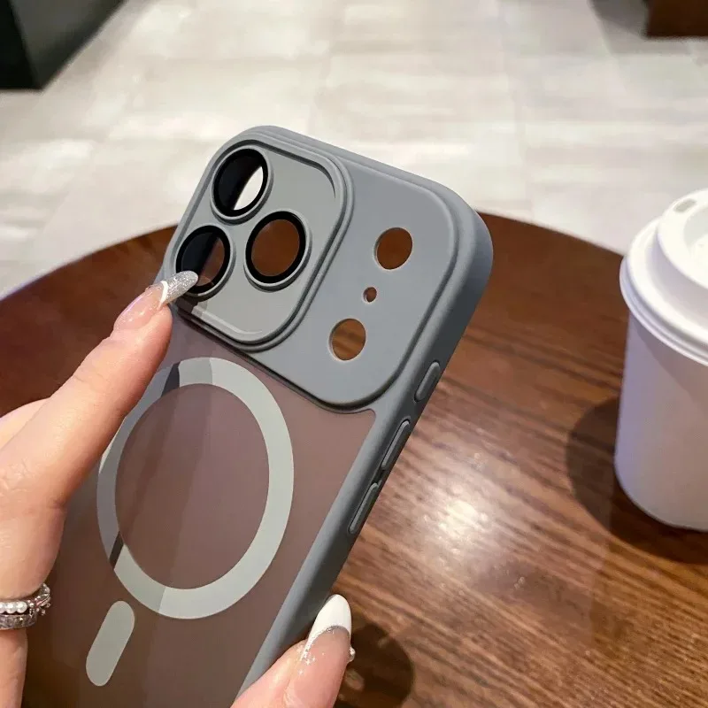 Armor Magnetic Matte Translucent Shockproof Case with Magsafe Wireless Charging Compatibility