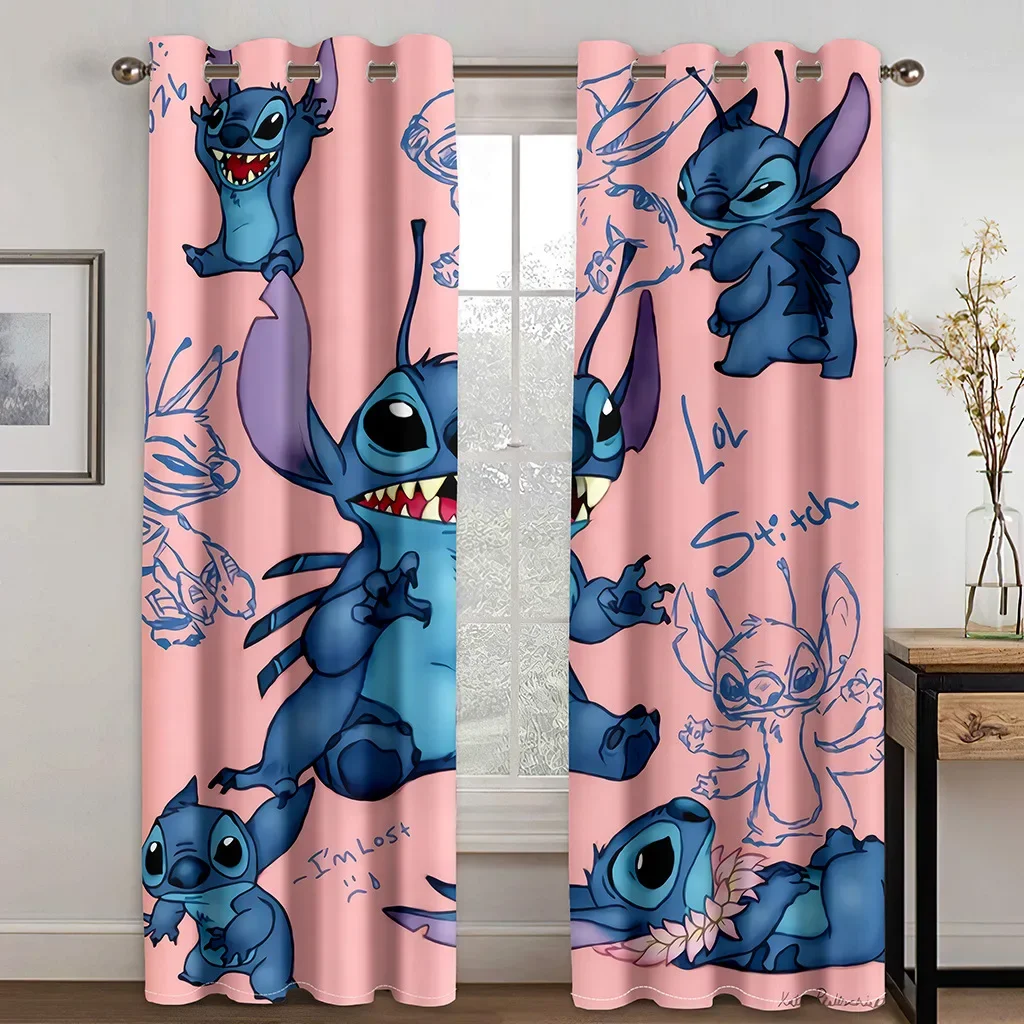 Disney Blackout Curtains Lilo & Stitch Thermal Insulated Darkening Window Drapes for Kids Bedroom Décor 2 Panels Rings Top 3