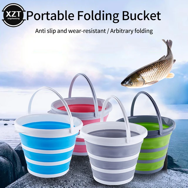 10L/5L/3 Collapsible Bucket Portable Folding Bucket Lid Silicone Car  Washing Bucket Children Outdoor Fishing Travel Home Storage