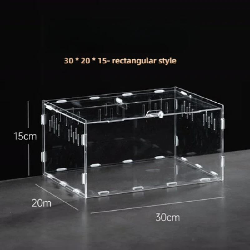 Transparent Acrylic Reptile Terrarium Gecko Lizard Hermit Crabs Assembly-Required Habitat Tank Arboreal Herpetoculture Housing