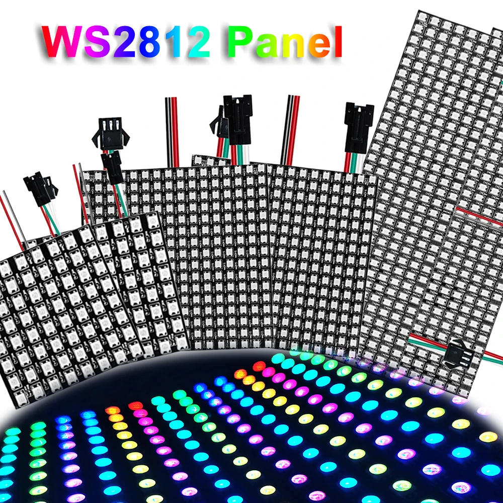 

DC5V WS2812B RGB Led Panel Light Digital Flexible Module WS2812 Individually Addressable Pixel Matrix Screen 8x8 16x16 8x32