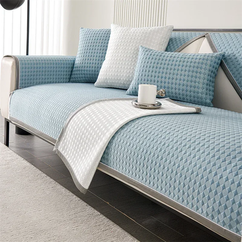 Summer Ice Silk Sofa Cover Universal Non-slip Sofa Mat Cool Feeling Mat Cushion Sofa Towel Couch Slipcover for Living Room Decor 2