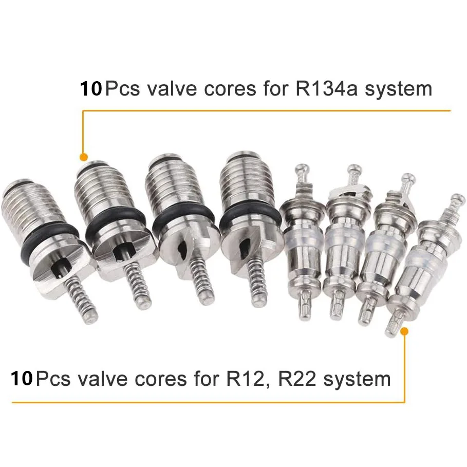 29Pcs 에어컨 밸브 코어 키트 Schrader 코어 액세서리 A/C R12 R134a 냉동 리무버 도구 HVAC 시스템 씰 캡