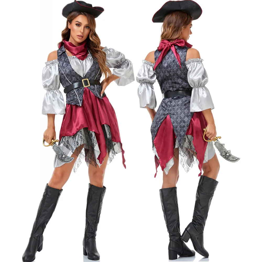 

Halloween Women Caribbean Pirates Captain Costumes Adult Women Pirate Warrior Costume Purim Party Mardi Gras Fancy Dress