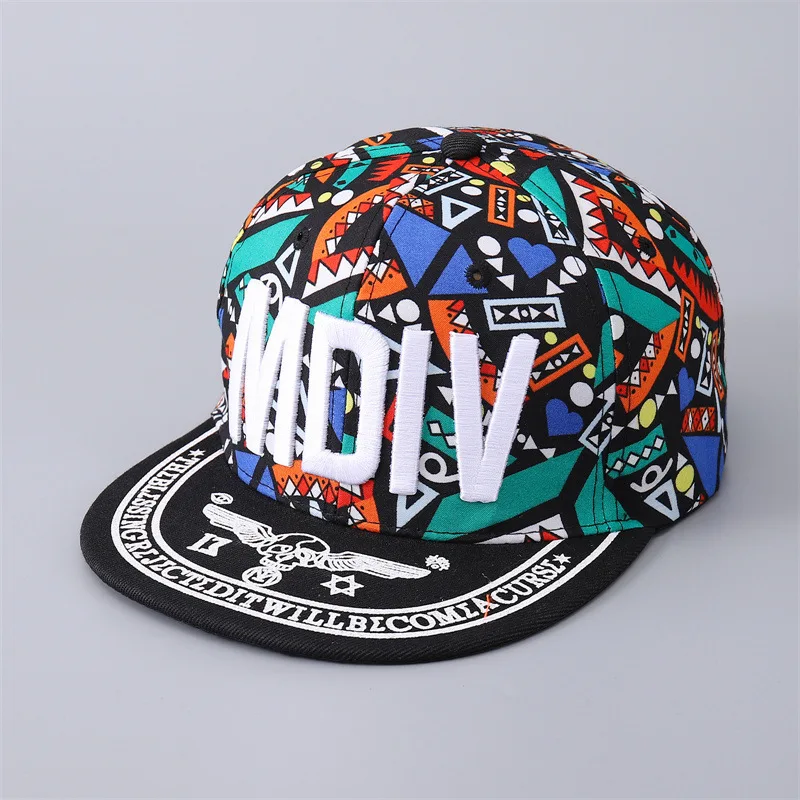 Neue florale Hip-Hop-Baseballkappe für Jungen und Mädchen, bestickte Buchstaben, flacher Rand, Sonnenschutzkappe, Straßenhüte für Eltern und Kinder – Detail 12