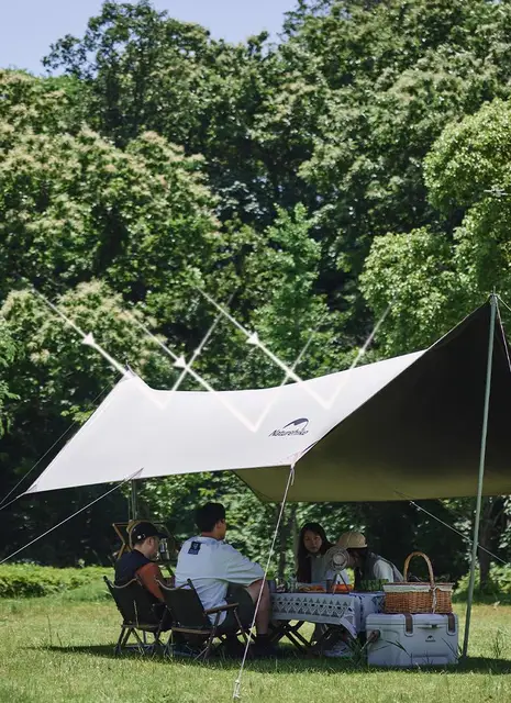 Natureifa-Grand abri hexagonal, pare-soleil en coton, protection solaire,  auvent, bâche de camping extérieure TarLII