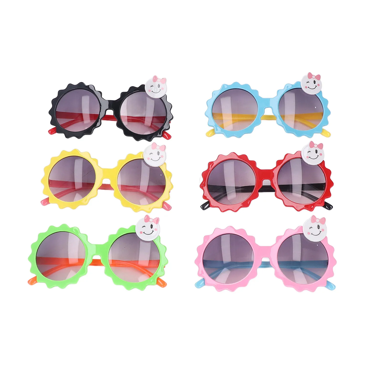 

6 Pcs Summer Children Cute Flower Outdoor Sun Protection Sunglasses Universal for Girl and Boy Photo Props