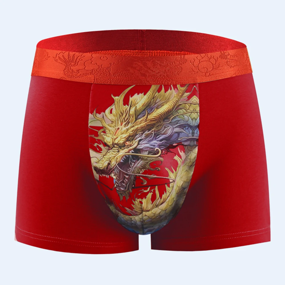 

Men's Cotton Underwear Printed Boxers Brief Underpants Middle Waist U-Convex Pouch Shorts Trunks Comf Panties Seamless Lingerie