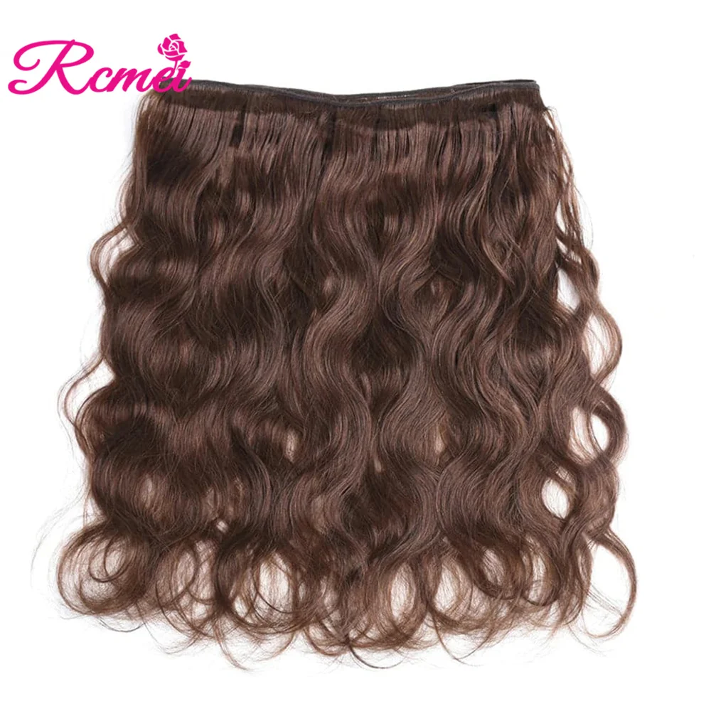 4# Body wave Hair Bundles Peruvian Human Hair Weaves 10A 10--32inch Brown Bundles Remy Human Extension Chocolate