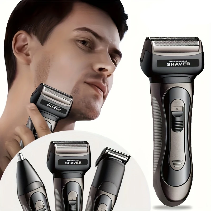 Professional Multi-Function Electric Razor for Men USB Rechargeable Dual Blade Stainless Steel Nose Hair Trimmer Precision Head